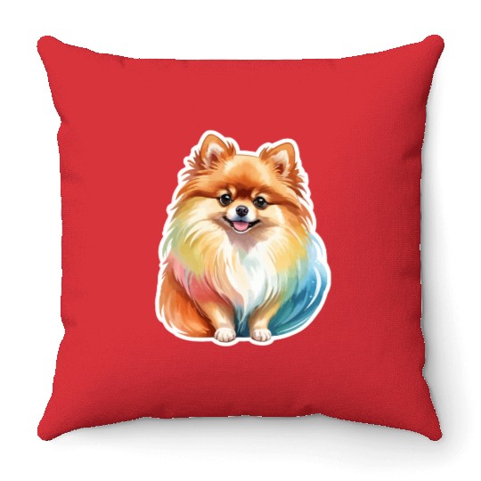 Pomeranian Watercolor Throw Pillows