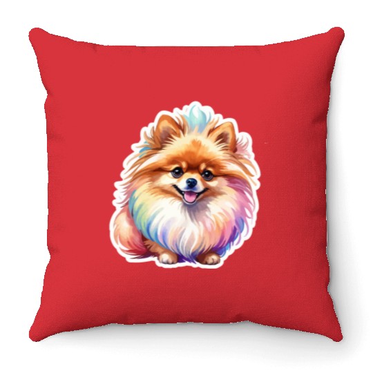 Pomeranian Watercolor Throw Pillows