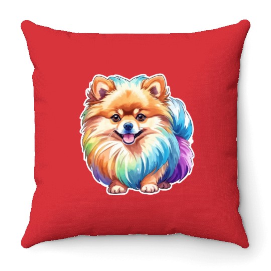Pomeranian Watercolor Throw Pillows