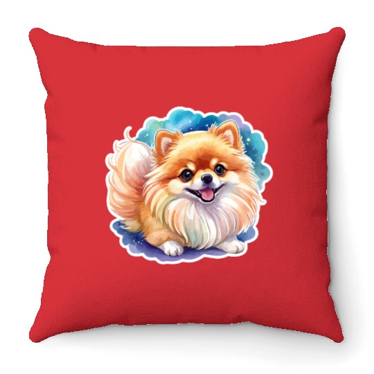 Pomeranian Watercolor Throw Pillows