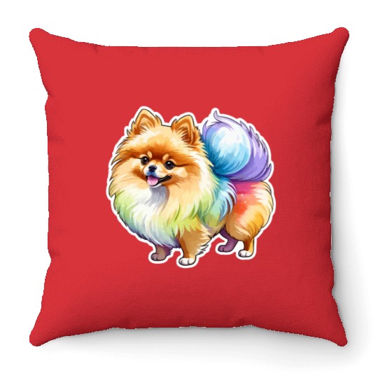 Pomeranian Watercolor Throw Pillows