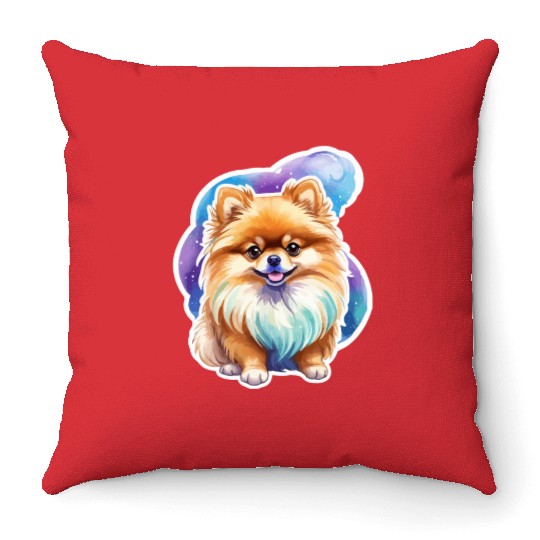 Pomeranian Watercolor Throw Pillows