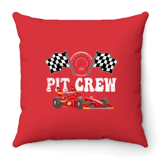 Pit Crew Racing Car Lover Throw Pillows