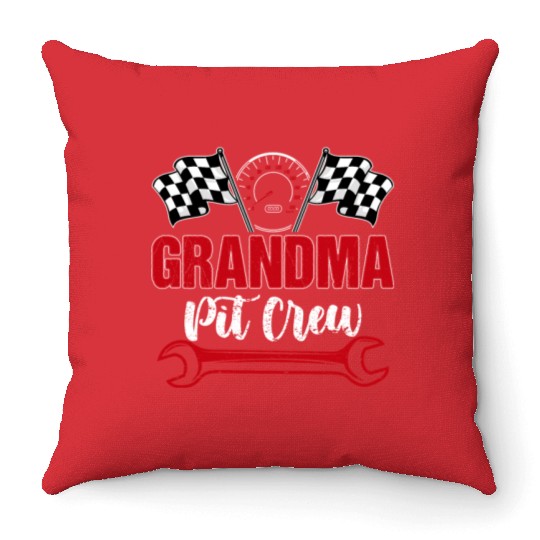 Race Car Birthday Racing Family Grandma Pit Crew Throw Pillows