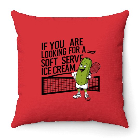 pickle character plays tennis Throw Pillows