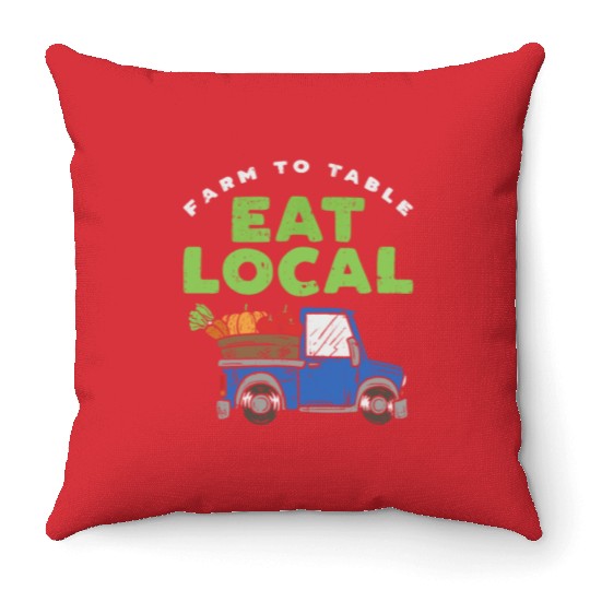 Farmers Market I Eat Local I Organic Food Throw Pillows