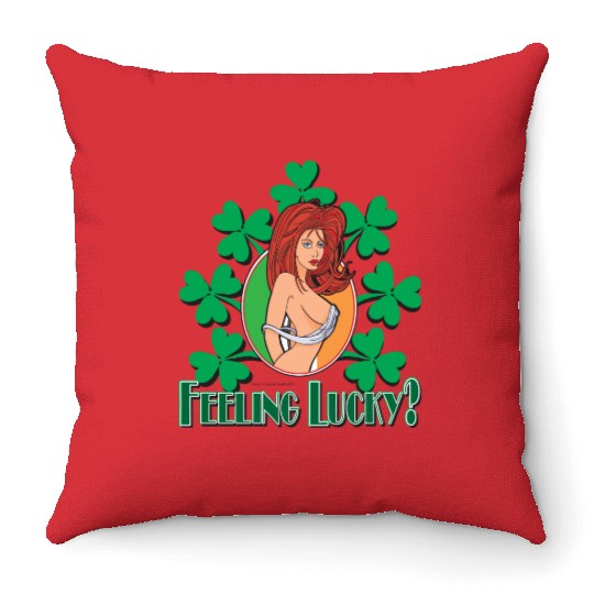 Feeling Lucky Girl Throw Pillows