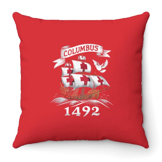 Columbus Day Christopher Columbus Italian American Throw Pillows