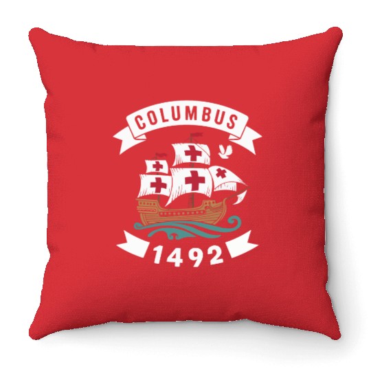 Columbus Day Christopher Columbus Italian American Throw Pillows