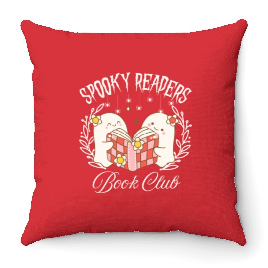 Spooky Readers Book Club -Halloween season Throw Pillows