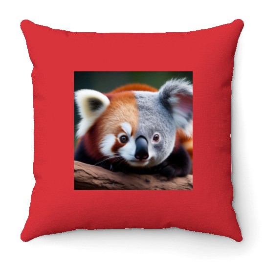 The red panda-koala Throw Pillows