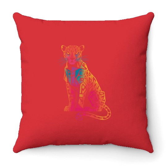 Colorful Geometric Jaguar Artwork for Bold Throw Pillows