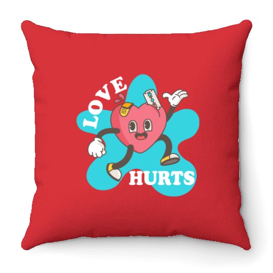 love hurts Throw Pillows