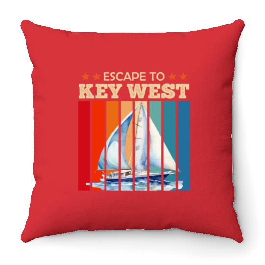 Florida ESCAPE TO KEY-WEST Sailing Outfit Throw Pillows