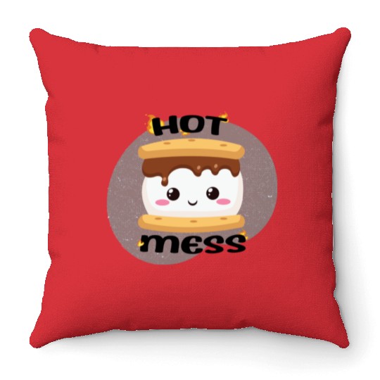 Hot Mess Kawaii S'more Meme Throw Pillows