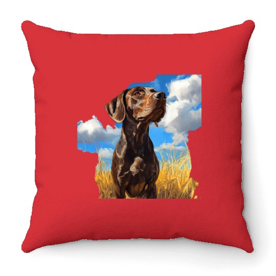 German Shorthaired Pointer Watercolor Picture Throw Pillows