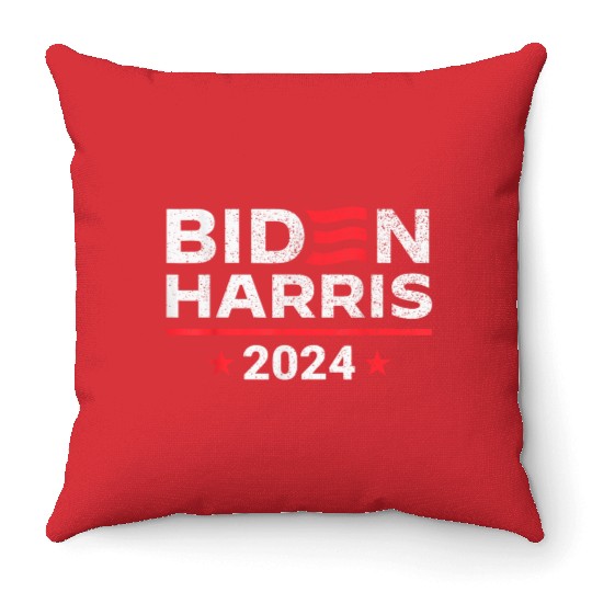 Biden Harris 2024 President American Flag Joe Bide Throw Pillows
