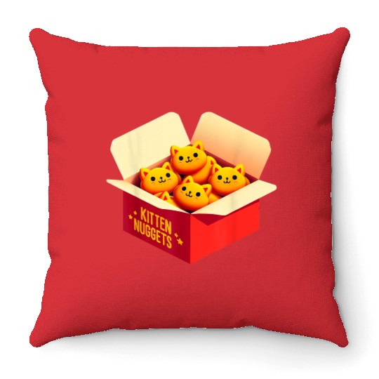 Kitten Nuggets Food Pun Cat Lover Gift Chicken Nug Throw Pillows