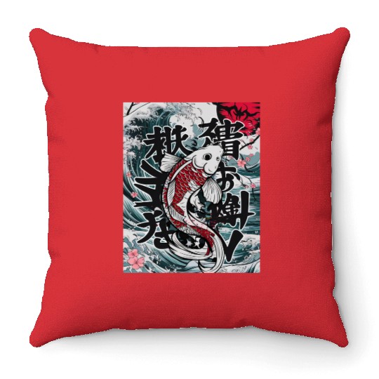Funny Koi Fish Gift Men Women Cool Koi Fish Lover Throw Pillows