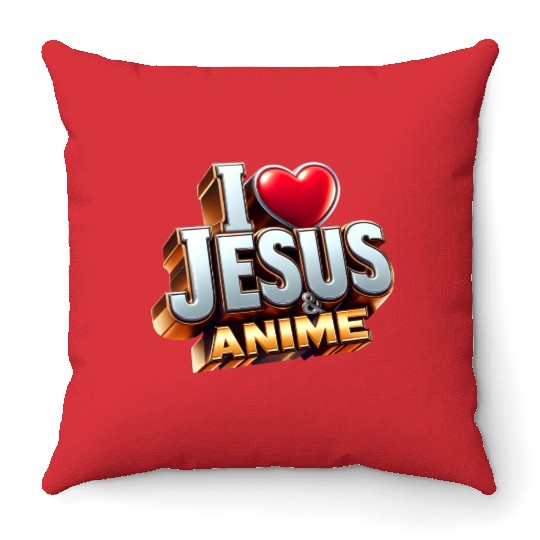 I Love Jesus & Anime Throw Pillows
