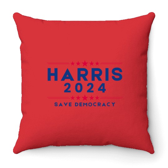 Harris For President 2024 Save democracy Throw Pillows