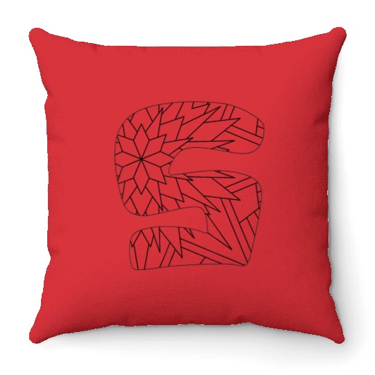 Color the mandala letter S and paint it yourself Throw Pillows