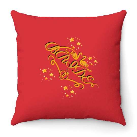 Gold Bride Honeymoon Throw Pillows Bachelorette Party Gift