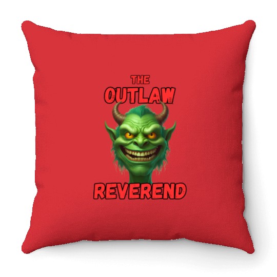 Outlaw Reverend Green Demon Throw Pillows