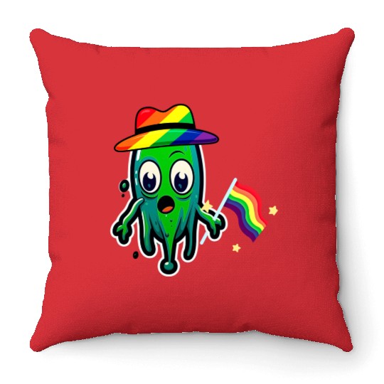 Rainbow Lgbtq Weird Creature Throw Pillows