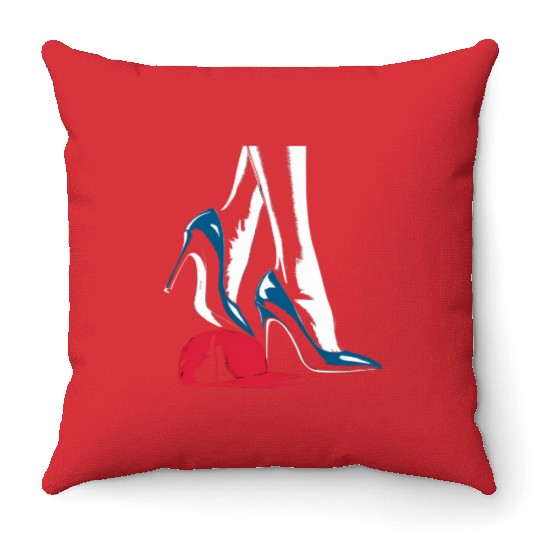 Kamala Harris Heels Stepping On Maga Hat Throw Pillows