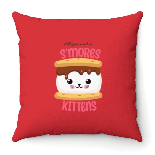All You Need Is S'mores Kittens Throw Pillows
