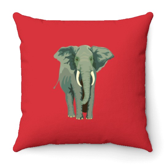 Elephant Face Funny Throw Pillows - Funny Animal Face Lover