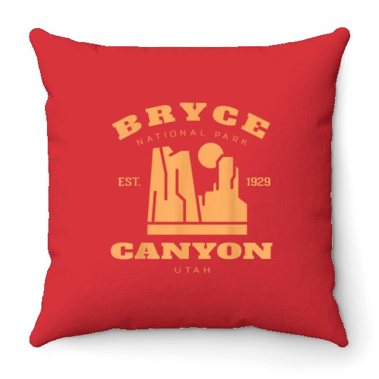 Vintage Bryce Canyon National Park Utah Hiking Cam Throw Pillows