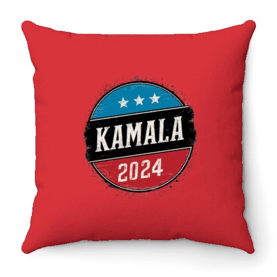 Kamala Harris 2024 Retro Button Election Throw Pillows