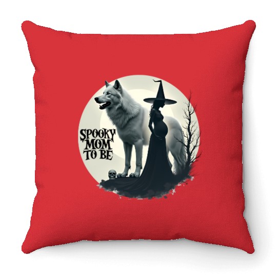 Spooky Mom To Be Baby Announcement Throw Pillows