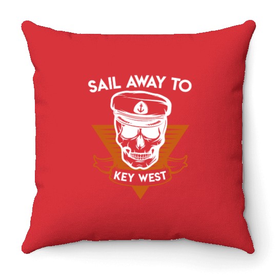 Florida Keys SAIL AWAY TO KEY-WEST Sailing Outfit Throw Pillows