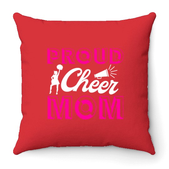 Proud Cheer Mom Cheerleading Mommy Mother's Day Throw Pillows