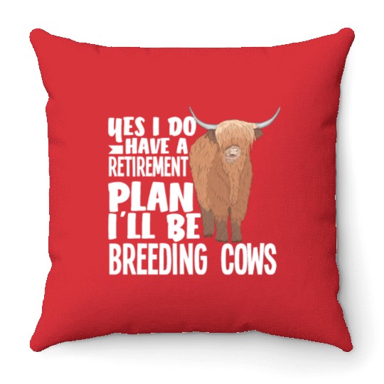 Highland Cow Breeding Pension Plan Throw Pillows