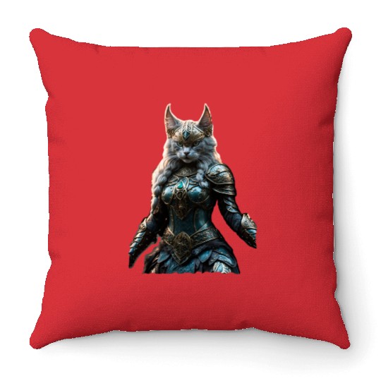 Valkyrie cat (Viking cat) Valhalla calling Throw Pillows