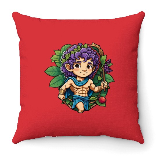 Cute Dionysus Greek Mythology God Throw Pillows
