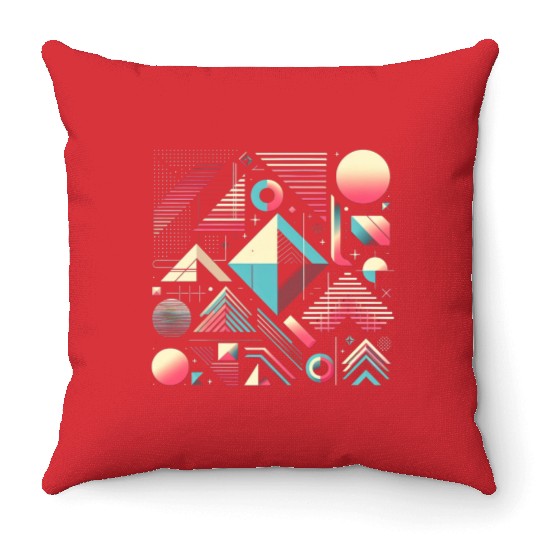 Retro Geometric Shapes 80s 90s Style 2 Throw Pillows