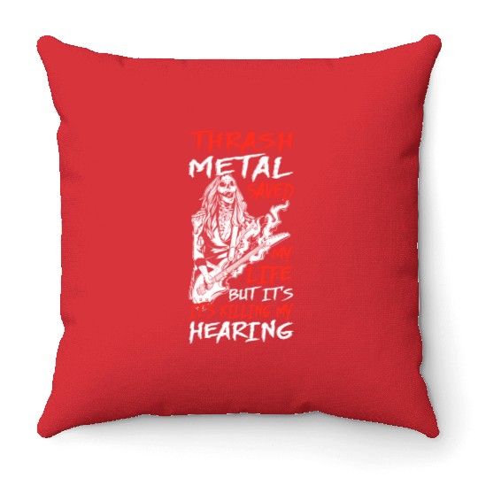 Metalhead Art for Trash Metal Fan Throw Pillows
