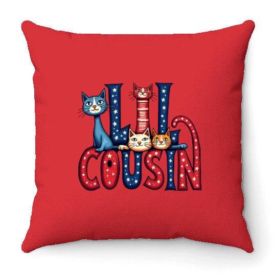 Matching Family Gift Throw Pillows Purr-Fect Cousin Kitty