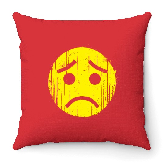 Depressed Emoticon Throw Pillows