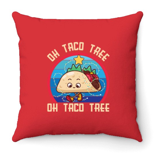 Oh Taco Tree Christmas Cute Xmas Mexican Food Love Throw Pillows
