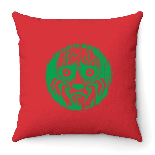 Green Anxiety Portrait Throw Pillows
