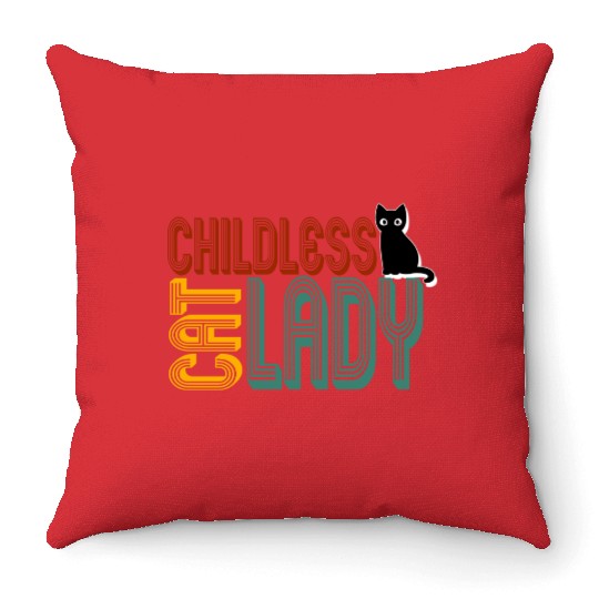 childless cat lady Kamala Harris 2024 Throw Pillows