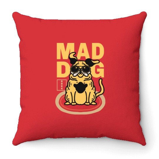 Mad Dog Animal Throw Pillows