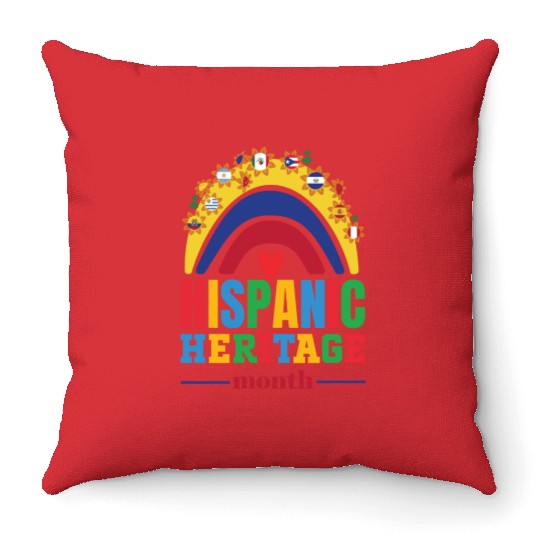 Hispanic heritage month flags colorful rainbow col Throw Pillows