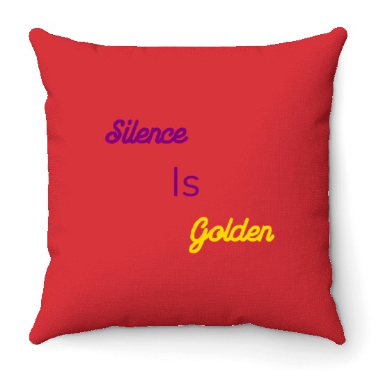 Silence Is Golden Purple Throw Pillows